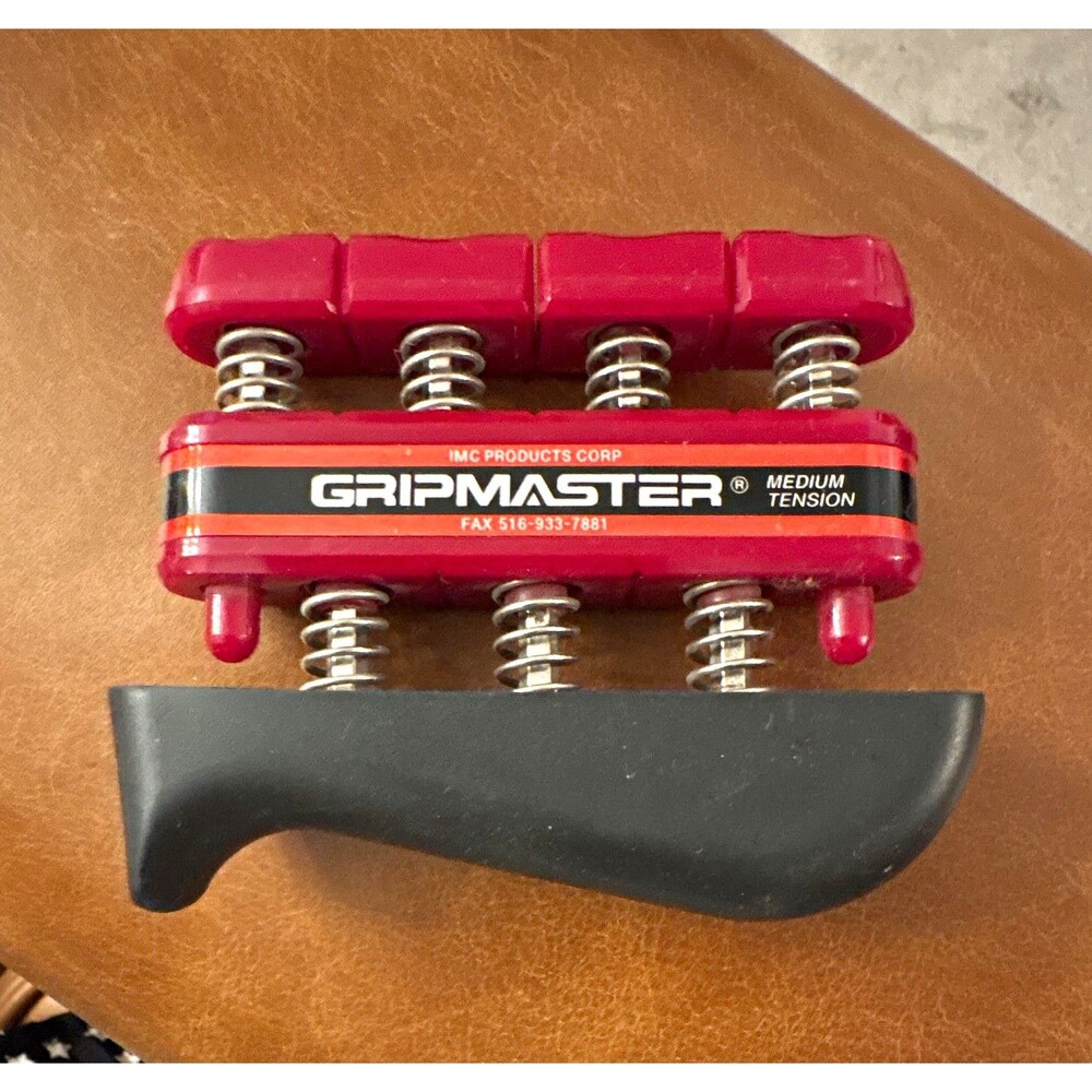 GRIPMASTER Medium Tension Finger Exerciser Grip Strengthener Red/Black
